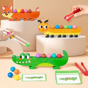 Juego de Pinzas para Cuentas para Desarrollo de Habilidades Motoras Finas, Clasificación de Colores, Juguete Educativo de Madera para Niños de 2 a 4 Años, Jardín de Infancia, Clase Pequeña - Product Image 1