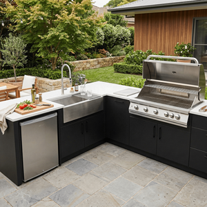 Cuisine extérieure personnalisée <span class=keywords><strong>en</strong></span> acier inoxydable SS304 avec texture métallique, résistante à l'humidité, pour <span class=keywords><strong>jardin</strong></span> - Product Image 1