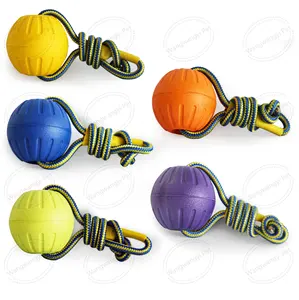 GlifmeeyナチュラルEVAドッグボールEVAフォーム用オリジナル工場ロープ付きペットボールおもちゃ