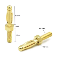 2,5mm Banana Plug Chapado en oro Macho Cola Rosca M2.5 Cobre Dorado