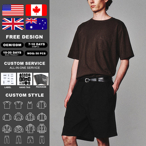 เสื้อยืดคอกลมแขนสั้นทรงวินเทจสำหรับผู้ชาย ผ้าฝ้าย 100% ทรงปกติ ระบายอากาศได้ดี เป็นมิตรกับสิ่งแวดล้อม ทรงไหล่ตก มีกระเป๋า - Product Image 2
