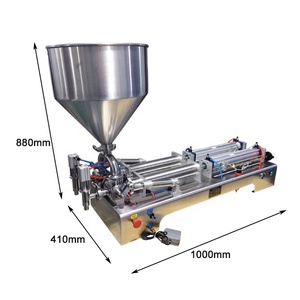 Machine de remplissage de confiture de bouillie de pâte visqueuse liquide à piston pneumatique semi-automatique à 2 buses - Product Image 3