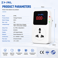 Protecteur de tension numérique professionnel ZHNL 230V pour appareils électroménagers, avec indicateur de tension réglable, protection contre les surtensions et les sous-tensions