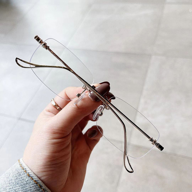 Rectangle Latest Model Retro Designer Metal Frames Eyeglasses Rimless Anti Blue Light Glasses Frameless Eyeglass Frames