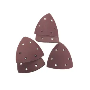 Red Aluminum Oxide Triangle Shaped Sanding Paper Sanding Disc With Hook And Loop Backing Grinding Polishing Automotive Wall Wood