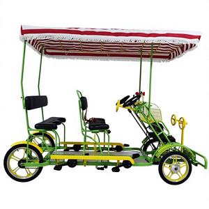 Vélo tandem à quatre roues avec auvent, cadre en acier carbone, double frein à disque, pour <span class=keywords><strong>plusieurs</strong></span> cyclistes, quatre personnes, frein à main - Product Image 5