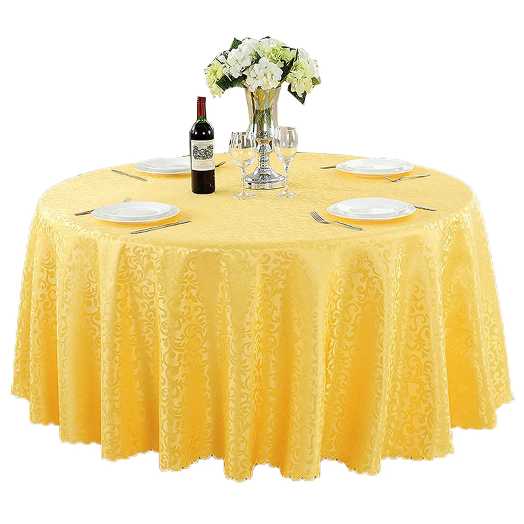 זול פוליאסטר משתה עגול חתונת מלון שולחן בד שולחן כיסוי