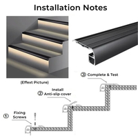 Profilé LED linéaire antidérapant pour marches, à montage en surface, sans rainure, en aluminium, pour villa, hôtel, couloir, escalier