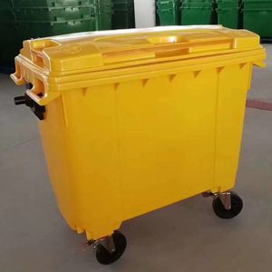 Poubelle extérieure 1100L en HDPE avec couvercle à roulettes et poignée, en plastique durable pour usage sanitaire - Product Image 1