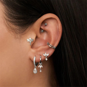 CANNER Marquise Cut Horse Eye 5A Cubic Zirconia Charm 18k Gold Plated 925 <b>Sterling</b> <b>Silver</b> <b>Hoop</b> Earrings Women Girls - Product Image 5
