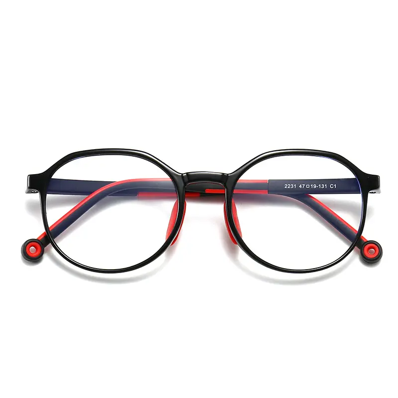 高品質卸売TR90マルチカラー新デザインキッズブルーライトブロッキングメガネ眼鏡フレーム男の子と女の子用