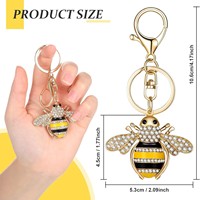Strass abeille scintillant métal porte-clés bourdon étincelant porte-clés cristal Animal porte-clés décor pour sac sac à main portefeuille