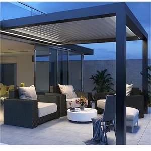 Amas Pare-soleil Bioclimatic Pergola Pare-soleil résistant à l'eau Couverture de patio Auvent avec cadre enduit de poudre Ouverture de toit <span class=keywords><strong>Abris</strong></span> pour balcon - Product Image 2