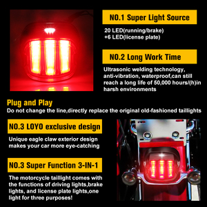 Feu arrière LED au design unique avec fonction clignotante ambre, accessoires de <span class=keywords><strong>moto</strong></span> pour <span class=keywords><strong>Harley</strong></span> <span class=keywords><strong>Davidson</strong></span> - Product Image 5