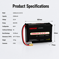 Baterai Drone Lipo 22000mAh 22.2V 5C Langsung dari Pabrik untuk Drone Angkat Berat dengan Waktu Terbang Lama, Tersedia Colokan Kustom OEM