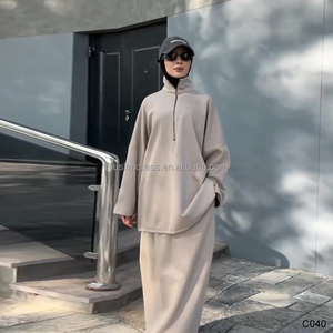2026 Dubai thời trang Muslim abaya thể thao dây kéo hàng đầu và váy <span class=keywords><strong>ensemble</strong></span> hồi giáo khiêm tốn thời trang cho phụ nữ - Product Image 4