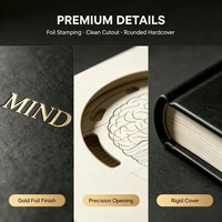 Carnet A5 Premium MIND Journal en cuir PU, couverture rigide, logo personnalisé, auto-reflexion pour hommes et femmes