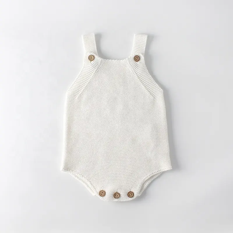 New Arrival Baby White Romper Infant Fashion Knitted Romper Kids Plain Cotton Knitting Romper