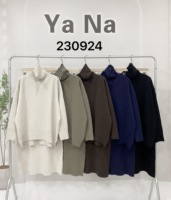 Ensemble deux pièces en tricot effet cachemire pour femme, pull ample à manches chauve-souris + jupe longue côtelée moulante, tenue élégante en tricot pour l'hiver