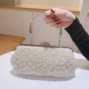 Sac de soirée en perles tissées avec poignée en métal chaîne vintage, personnalisé, vente en gros, pour femmes - Product Image 4
