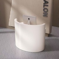 Comptoir incurvé en bois, style moderne minimaliste, bureau d'accueil, taille et couleur personnalisables, simple et écologique