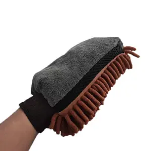 ถุงมือผ้าขนหนูสำหรับล้างรถมือไมโครไฟเบอร์ไฟเบอร์