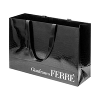 Sacs en papier d'emballage de luxe noirs pour chaussures et vêtements, imprimés avec logo personnalisé, pour le shopping, les cadeaux et les bijoux