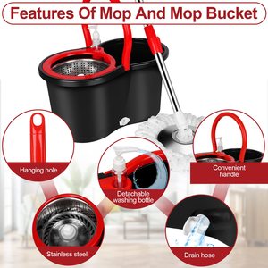 Bán Buôn Durable Sợi Nhỏ Quay Lau Và Xô Set Với Kính Thiên Văn Cực Ướt Và Khô Sàn Làm Sạch 360 Xoay Lau - Product Image 5