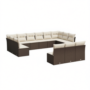 Salon de jardin en rotin PE marron avec coussins en mousse haute densité pour usage extérieur, design contemporain - Product Image 1