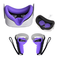 Kit d'accessoires en silicone VR souple avec couvercle de visage et couvercle de contrôleur pour Oculus Quest 2 poignées tactiles avec dragonne