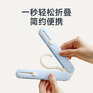 Folding Clothes Hanger Portable Extendable For Travel Home Dormitory Closet Use Pink Blue Color Plastic Hangers - Product Image 2