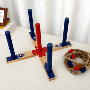 Jeu de lancer d'anneaux en bois pour la maternelle, jeu éducatif d'extérieur pour les enfants de 0 à 24 mois - Product Image 3