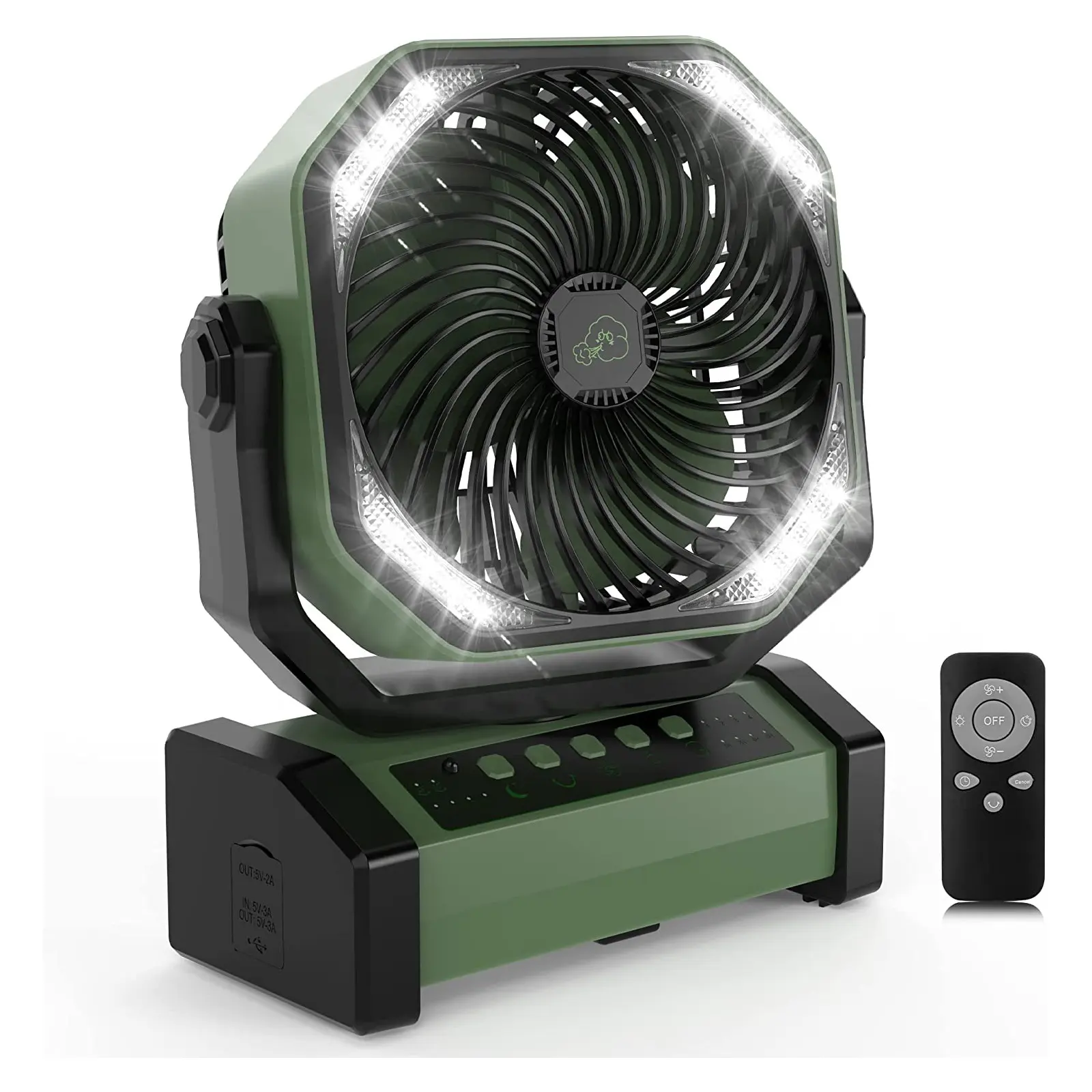 Ventilatore da campeggio portatile ricaricabile da 20000mAh con lanterna a LED Amazon vendita calda tenda luce 3-in-1 ventola a batteria remota per esterni