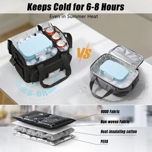 Sac à lunch isotherme avec compartiments chaud/froid pour le travail, la randonnée, la plage, la salle de sport, noir, personnalisé, résistant aux fuites, 15L - Product Image 1