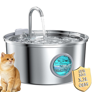 Meilleur vendeur OEM <span class=keywords><strong>Fontaine</strong></span> à <span class=keywords><strong>eau</strong></span> pour <span class=keywords><strong>chat</strong></span> en acier inoxydable 3,2 L Distributeur automatique d'<span class=keywords><strong>eau</strong></span> pour animaux de compagnie avec source d'alimentation de charge - Product Image 1