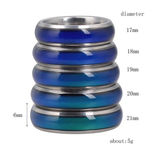 Anneau de température GT <span class=keywords><strong>2022</strong></span> en acier inoxydable, capteur de température sensible, anneau changeant de couleur d'humeur - Product Image 2