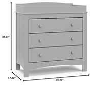 Table à langer moderne à 3 tiroirs, finition gris galet, pour système de tiroirs emboîtables certifiés Gold en acier