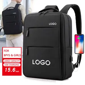 Kustom Logo Smart Backbag bisnis tahan air kustom Logo tas Laptop sekolah perjalanan Mochilas 15.6 inci Wanita Pria ransel cerdas