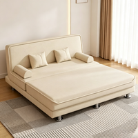 Canapé-lit convertible multifonctionnel en tissu en forme de L, pliable, deux places, 2-en-1, design minimaliste, métal argenté, vente en gros d'usine