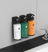 AOLQ Nouveau Distributeur de Shampooing et Après-Shampooing Magnétique Rechargeable en ABS 300ml avec Support pour Gel Douche, Idéal pour Salle de Bain et Salle de Sport