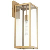 Applique murale de jardin minimaliste moderne en laiton doré avec verre transparent, lampe murale carrée pour patio, villa, jardin, éclairage extérieur
