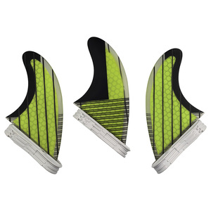 Ensemble de ailerons de planche de surf UPSURF taille M G5 Triple Tail Fins jaunes - Product Image 1