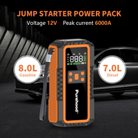 Démarreur de secours Purehood P60 6000A haute performance 27000mAh avec gonfleur de pneus 150PSI et pinces intelligentes Type-C pour voiture, camion, SUV, moteur