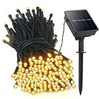 Guirlandes lumineuses LED en fil de cuivre imperméables IP65 pour l'extérieur, éclairage décoratif de vacances, éclairage solaire pour jardin