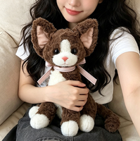Jouet en peluche chat réaliste, cadeau pour enfants, chat en peluche marron et gris, vente chaude