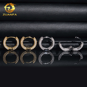 USA Local Stock Pass Diamond Tester 2Row VVS Moissanite Diamond Iced Out <strong>Hoop</strong> Earrings Hip Hop Jewlery 925 <strong>Silver</strong> <strong>Hoop</strong> Men - Product Image 6