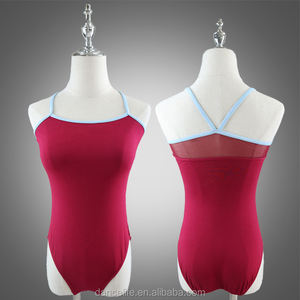 Costume de danse sans manches une pièce costume de danse tissu en nylon dessiner corde argent justaucorps gymnastique sans manches - Product Image 1