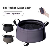 Bassin pliable en nylon imperméable pour les voyages et l'extérieur, portable, léger, petit format, avec fonction de lavage des pieds et du visage