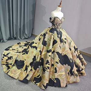 Pour Jancember 6758 Golden Empire Robe De Soirée Luxueux À Lacets Vestido De Festa Perles Naturelles Cristal Appliques pour Les Fêtes - Product Image 1