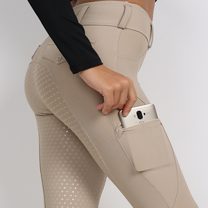 Pantalones de equitación beige para mujer, pantalones de montar a caballo con bolsillo, pantalones de equitación inglesa de cuatro vías - Product Image 6